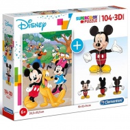 Disney: Mickey egeres 104 db-os puzzle + 3D-s Mickey modell - Clementoni