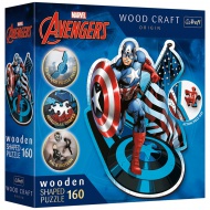 Wood Craft: Marvel - Amerika kapitány 160 db-os prémium fa puzzle - Trefl