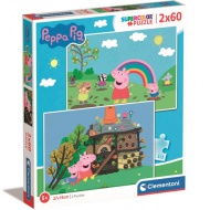 Peppa malac Supercolor 2 az 1-ben 2x60db-os puzzle - Clementoni