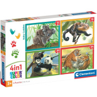 Állatok kölykeikkel 4 az 1-ben 12, 16, 20 és 24db-os puzzle - Clementoni