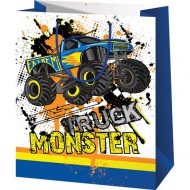 Monster Truck mintás közepes ajándéktáska 18x10x23cm