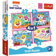 Baby Shark: Cápa család 4 az 1-ben puzzle - Trefl