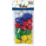 Csillámos színes pompon szett 15mm 30db