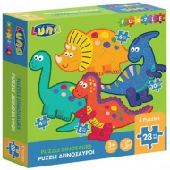 Dinoszauruszok 4 az 1-ben puzzle 28db-os