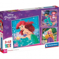 Disney Hercegnők 3x48db-os Supercolor puzzle - Clementoni