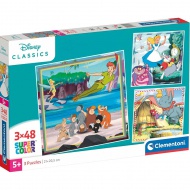 Disney klasszikus mesesorozatok 3x48db-os Supercolor puzzle - Clementoni