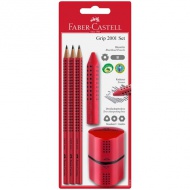 Faber-Castell: Grip piros írószer szett hegyezővel