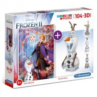 Clementoni: Disney Jégvarázs 2 az 1-ben 104db-os puzzle és Olaf modell