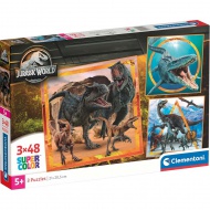 Jurassic World 3x48db-os Supercolor puzzle - Clementoni