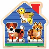 Kiskedvencek fa puzzle fogantyúval - Melissa &amp; Doug