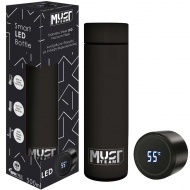 Must: Smart Thermos rozsdamentes-acél kulacs LED hőmérséklet kijelzővel, gumi bevonattal fekete színben 500ml