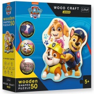 Wood Craft Junior: Mancs Őrjárat Vicces kiskutyák fa puzzle 50db-os - Trefl