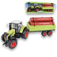 Farm Truck Series: Zöld utánfutós rönkszállító traktor 47cm