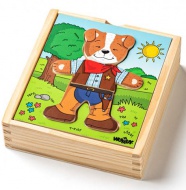 Öltöztethető kutyus fa puzzle 18db-os - Woodyland